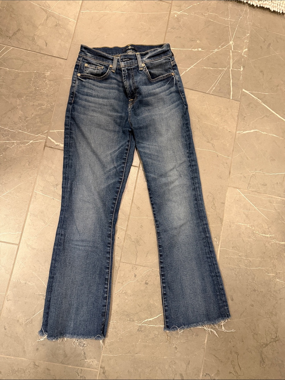 7 For All Mankind Women's Dark Blue Wide Leg Jeans